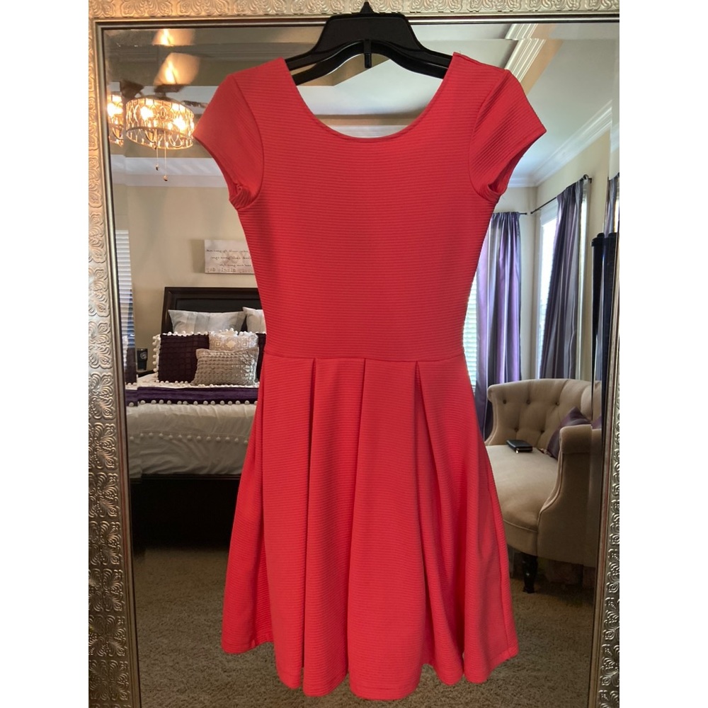 • French connection • pleated low back fit and flare dress